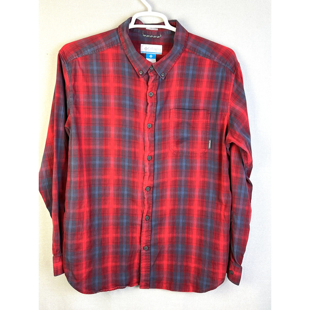Columbia Sportswear Company Button Up Shirt Men's XL Red Plaid Casual Outdoor